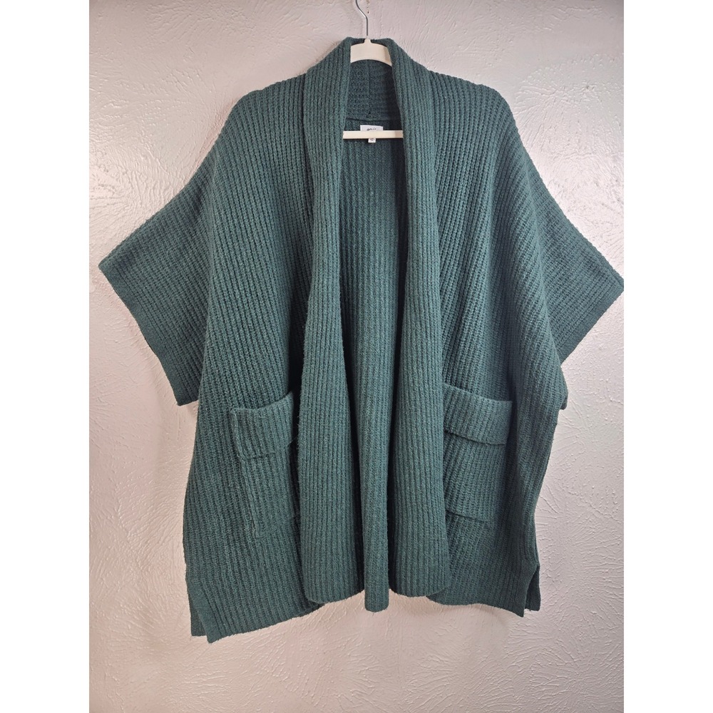 Aerie Shawl Collar Cardigan XS/S Dark Green Ribbed Knit Oversized Open Sweater